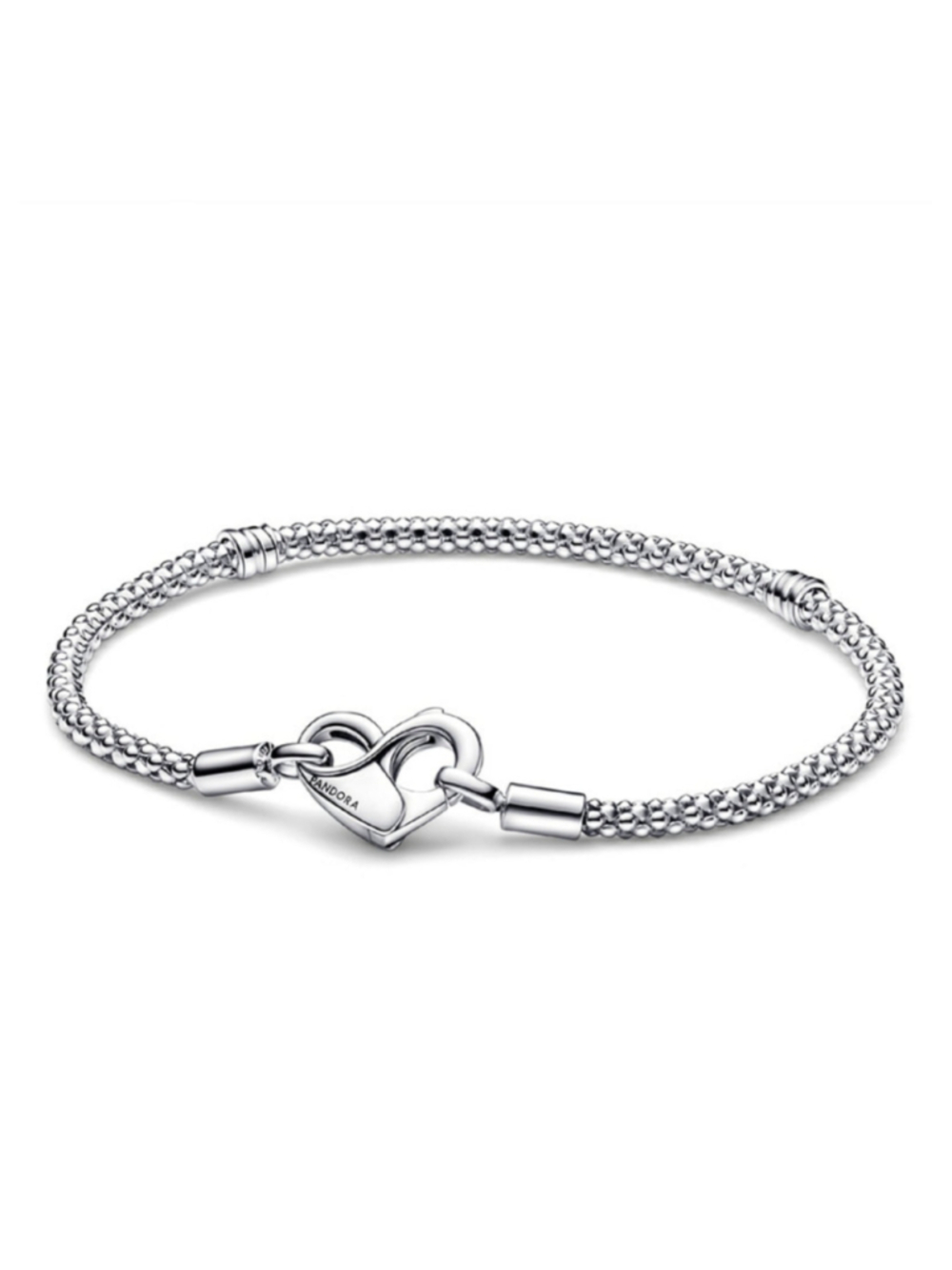Women's Pandora Silver Beaded Heart Clasp Bracelet Size 6.25 NWOT